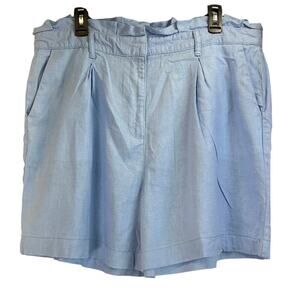 Crown & Ivy Womens 16 Light Blue Linen Blend Pockets Summer Casual Shorts